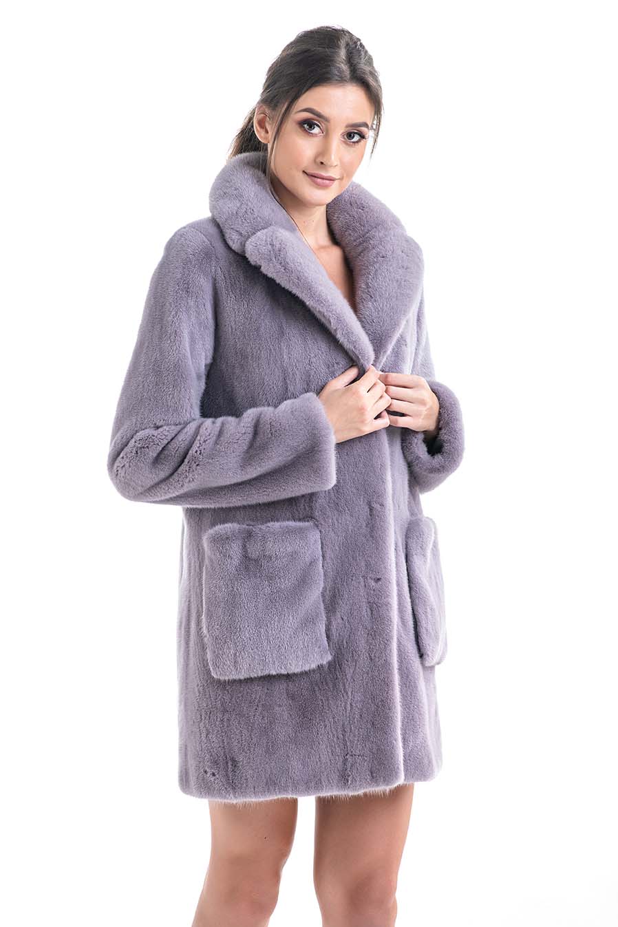 Fur coat HM018 grey 3