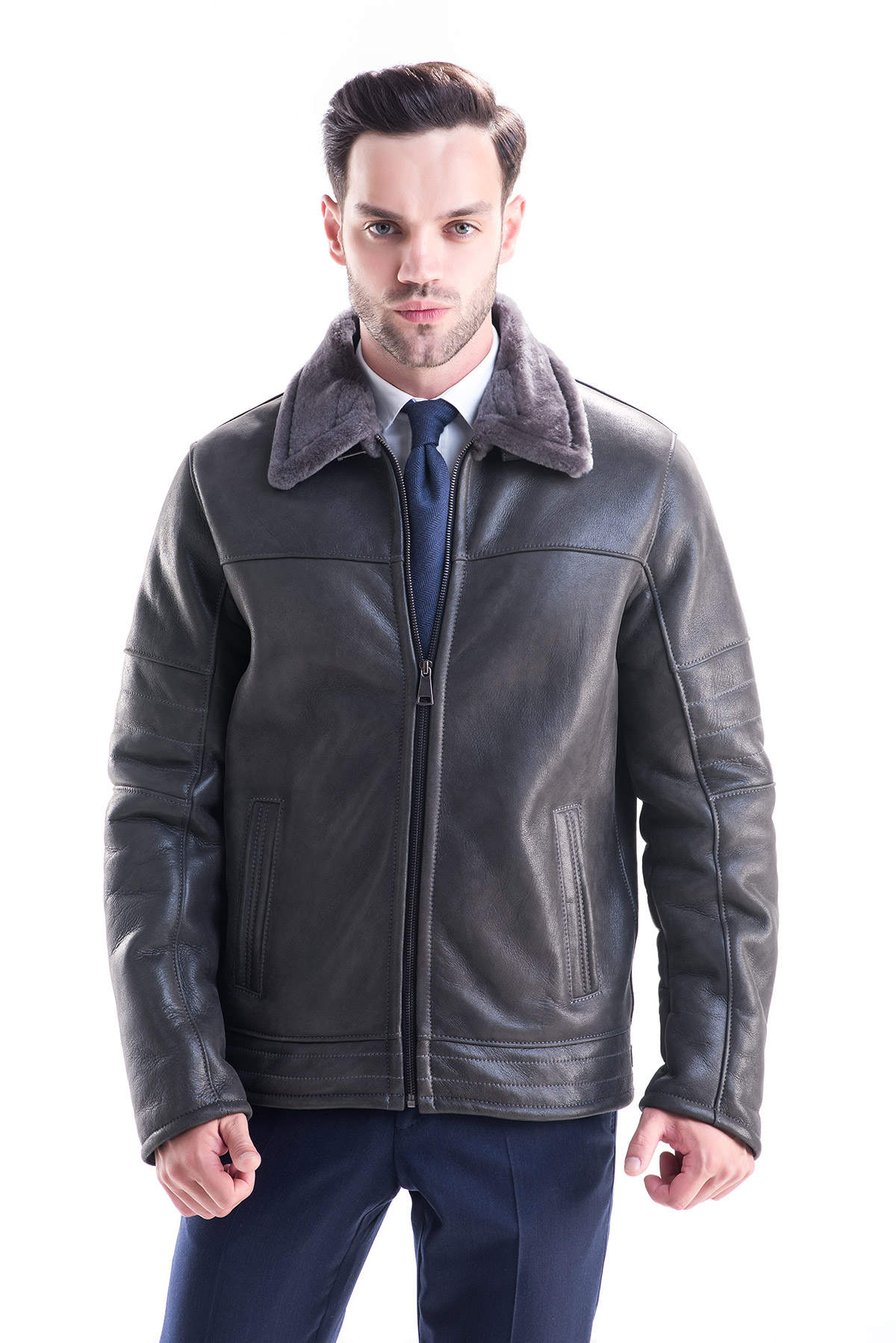 Fur jacket for men 344 grey 1
