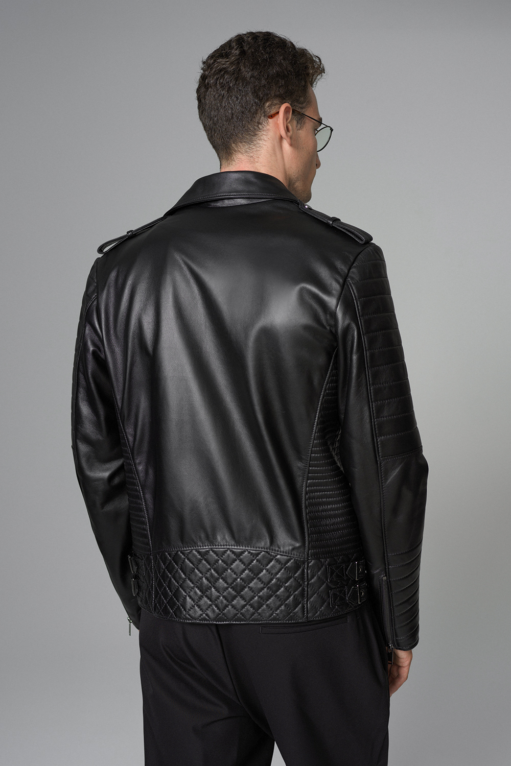 Leather biker jacket 3029 black 2
