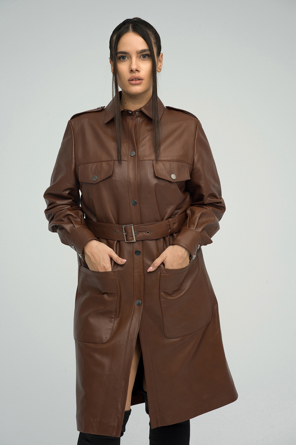 Leather coat 1027 brown 2