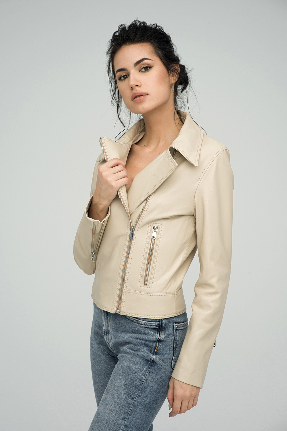 Leather jacket 1033 cream 2