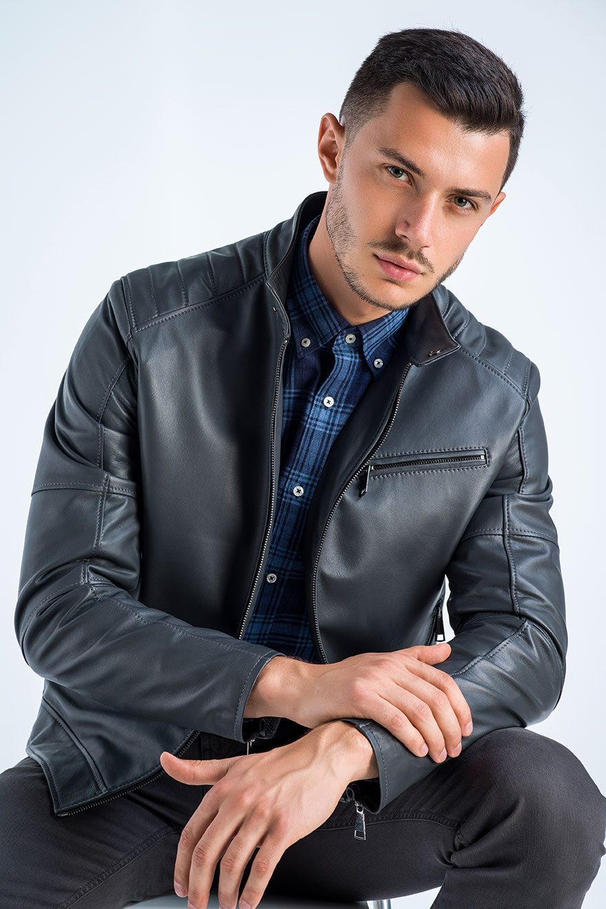 Leather jacket 3013 grey 3