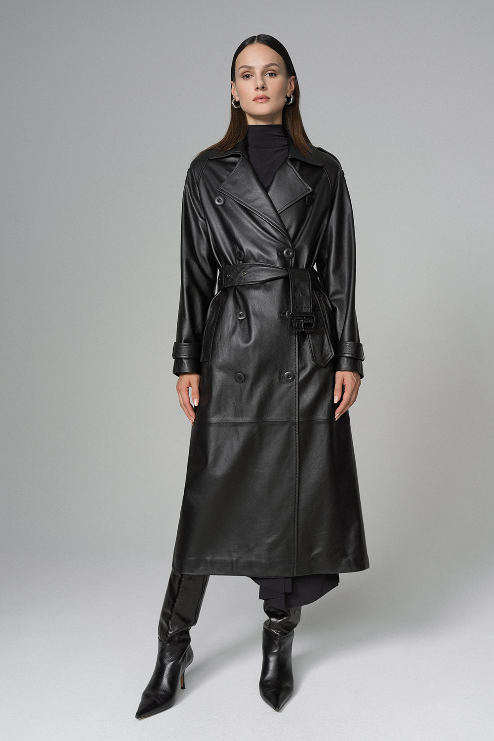 Leather oversized trench 1040 black 1