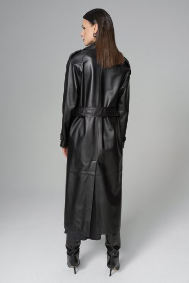 Leather oversized trench 1040 black 3