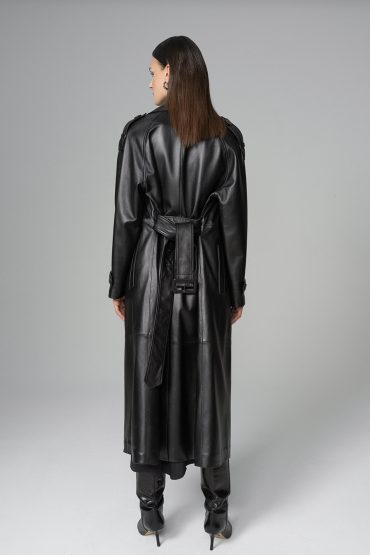 Leather oversized trench 1040 black 4