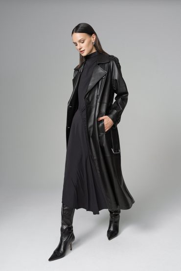 Leather oversized trench 1040 black 5
