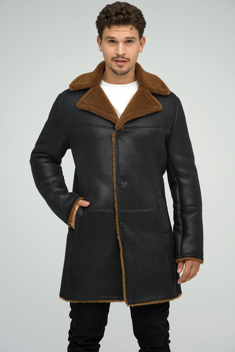 Merino shearling coat 383 black 1