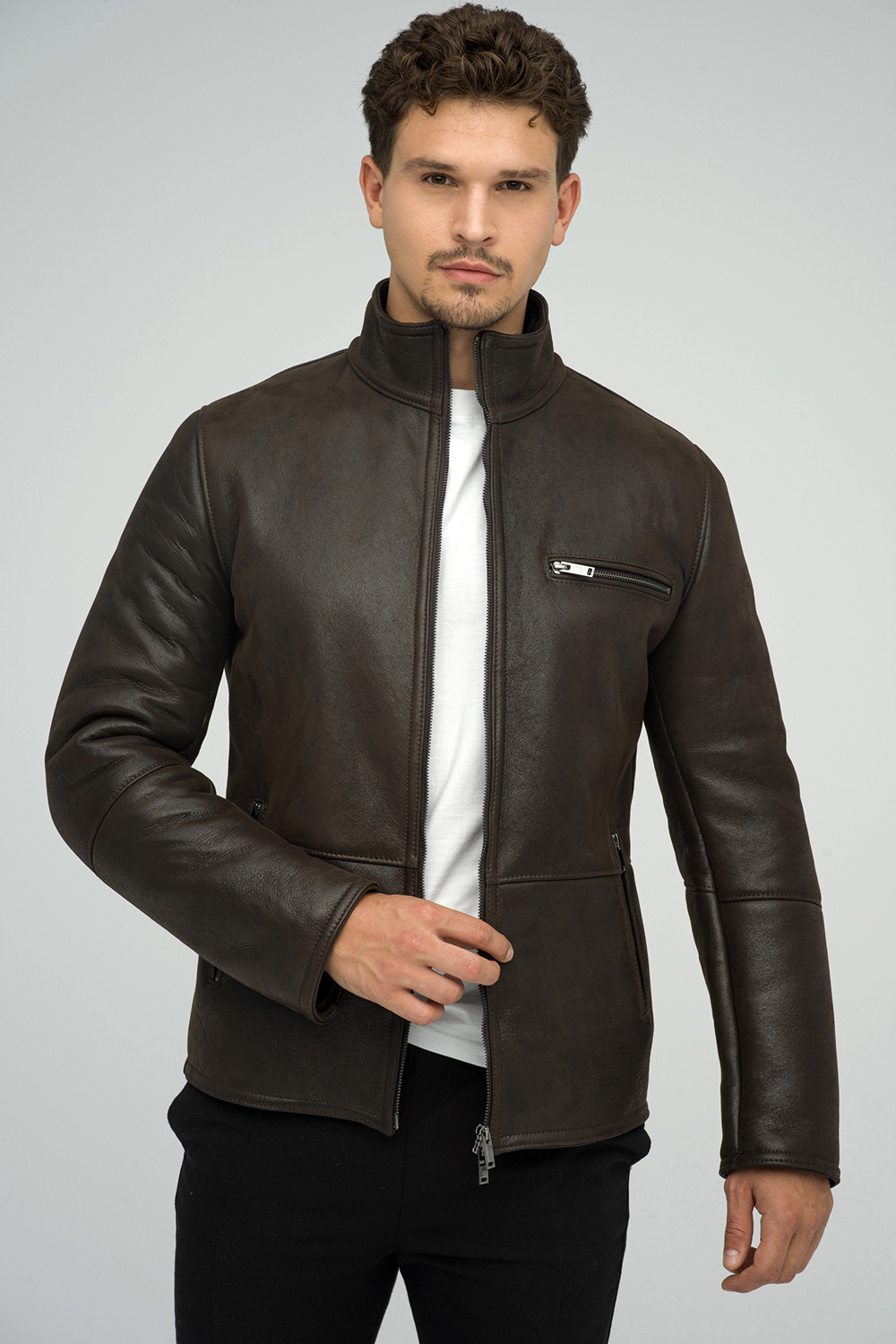 Merino shearling jacket 376 brown 1