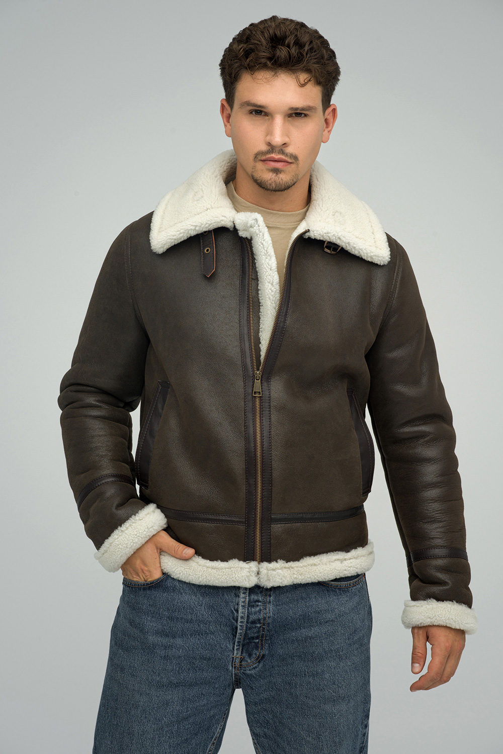 Merino shearling jacket 377 brown 1