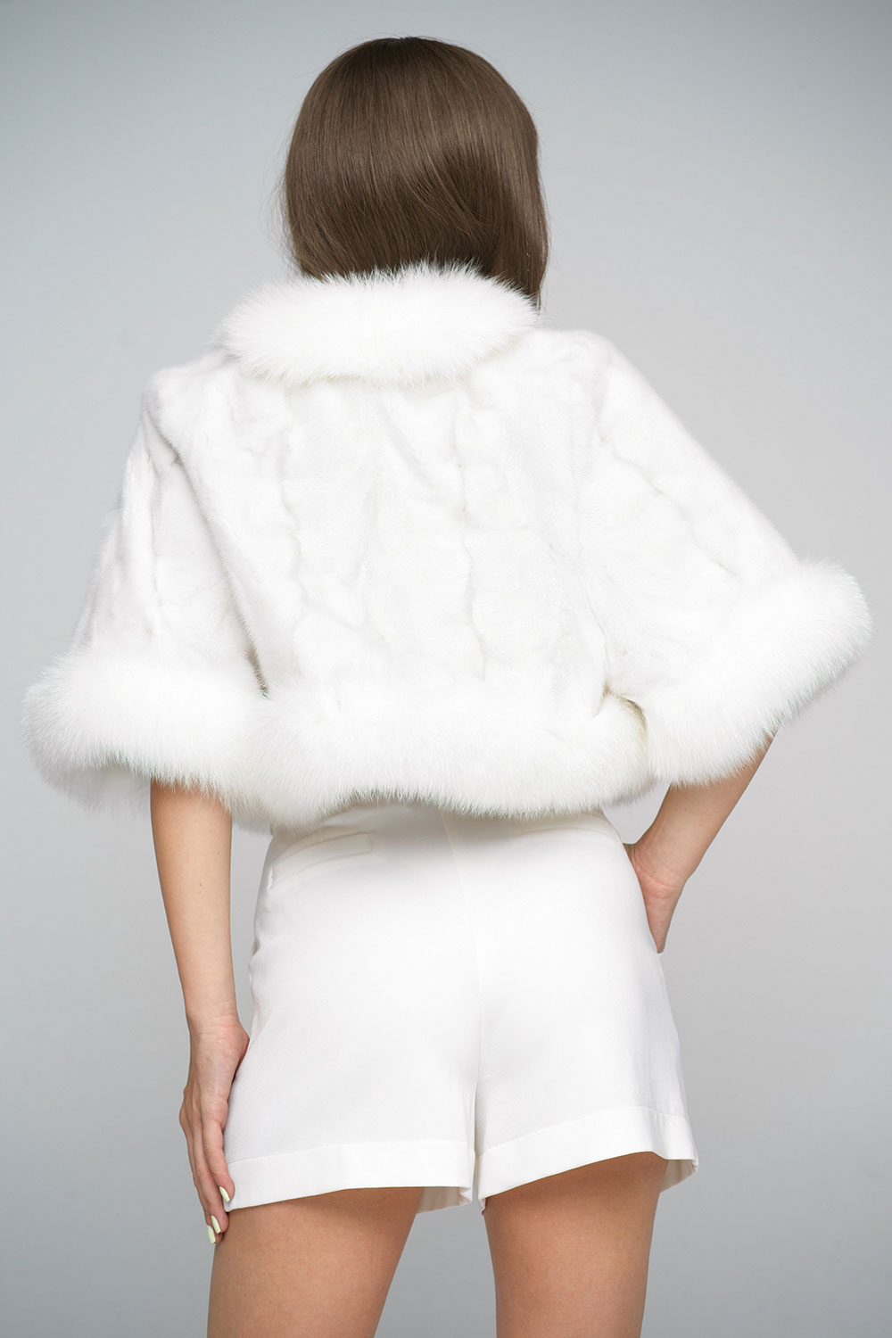 Mink and fox fur caplet 615 ivory 2