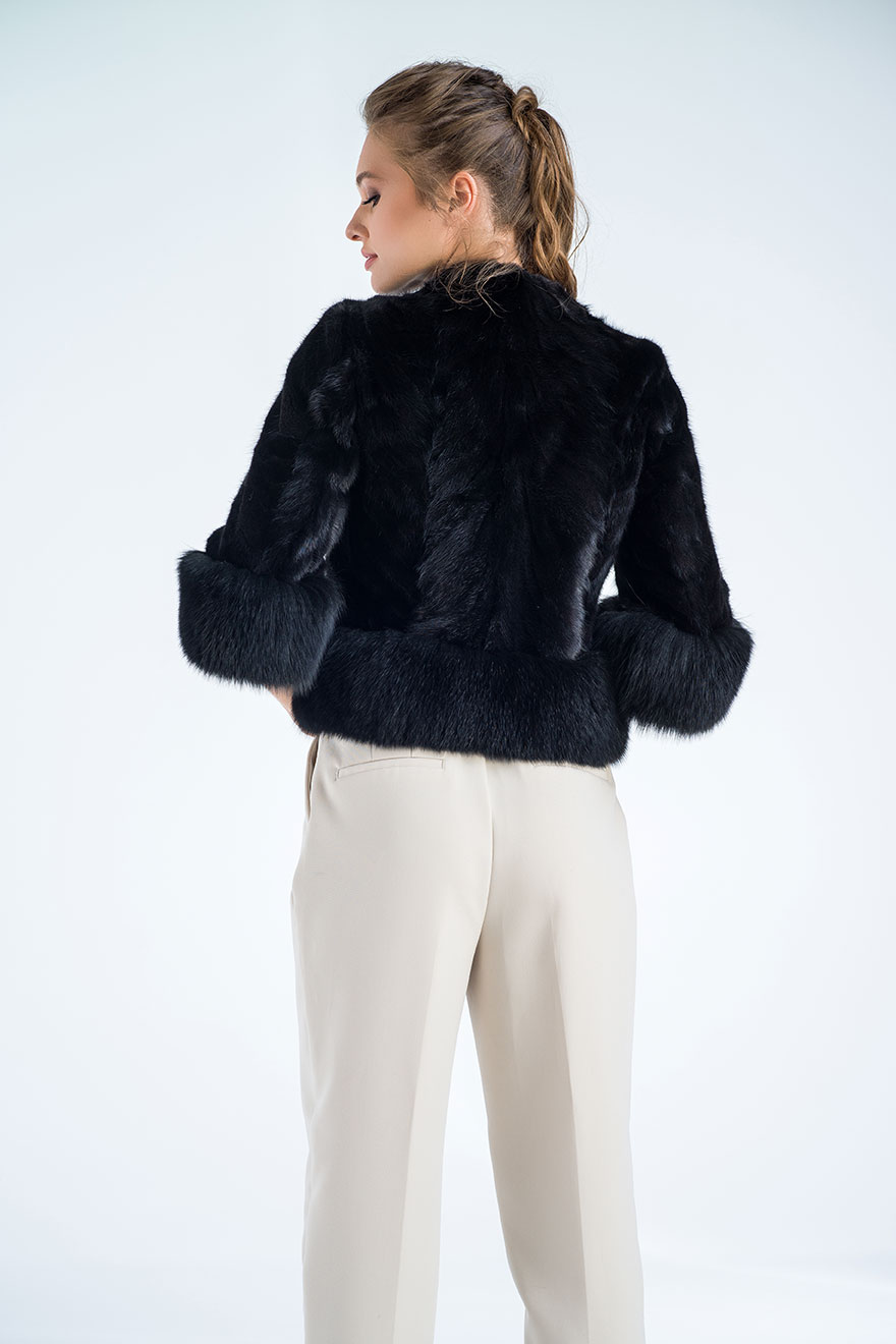 Mink and fox fur caplet 618 black 5