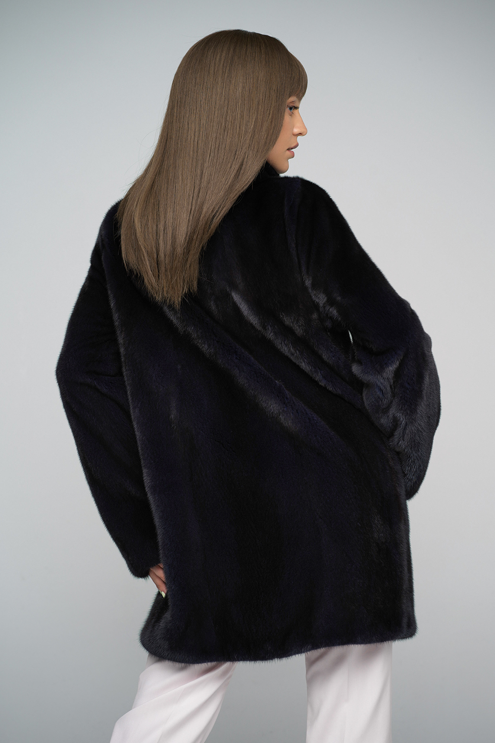 Mink fur coat HM025 navy blue2