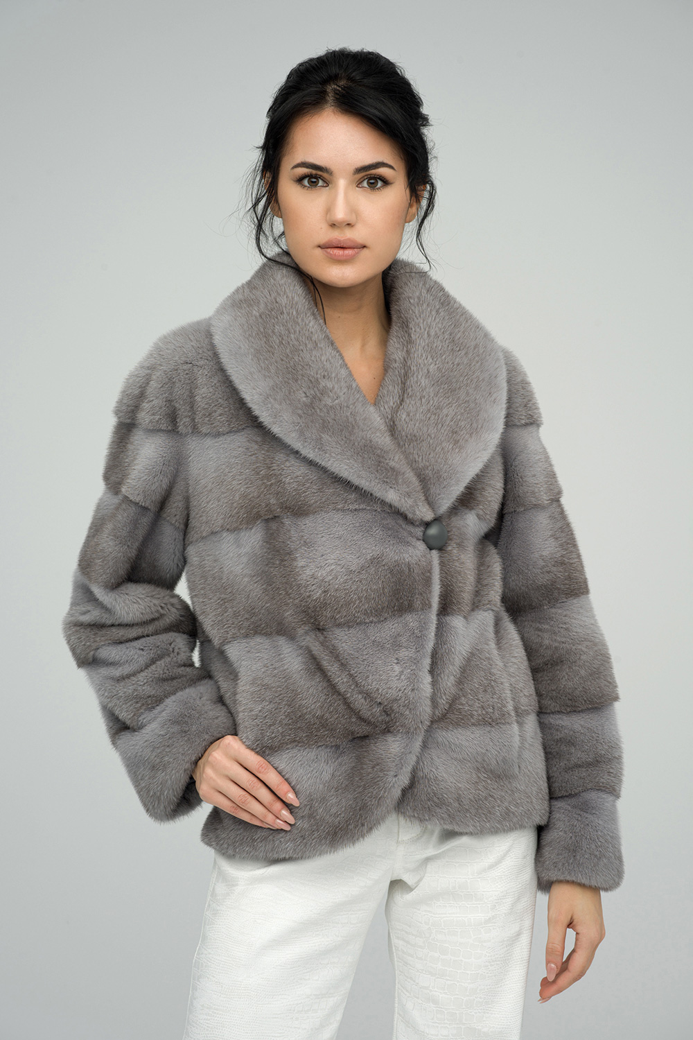 Mink fur coat HM030 grey 1