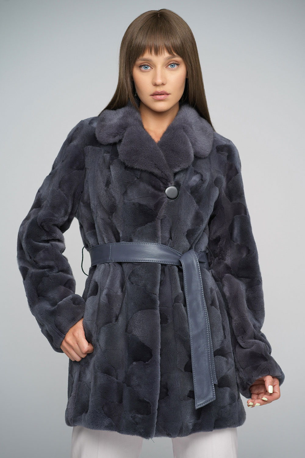 Mink fur coat HT003 grey 1