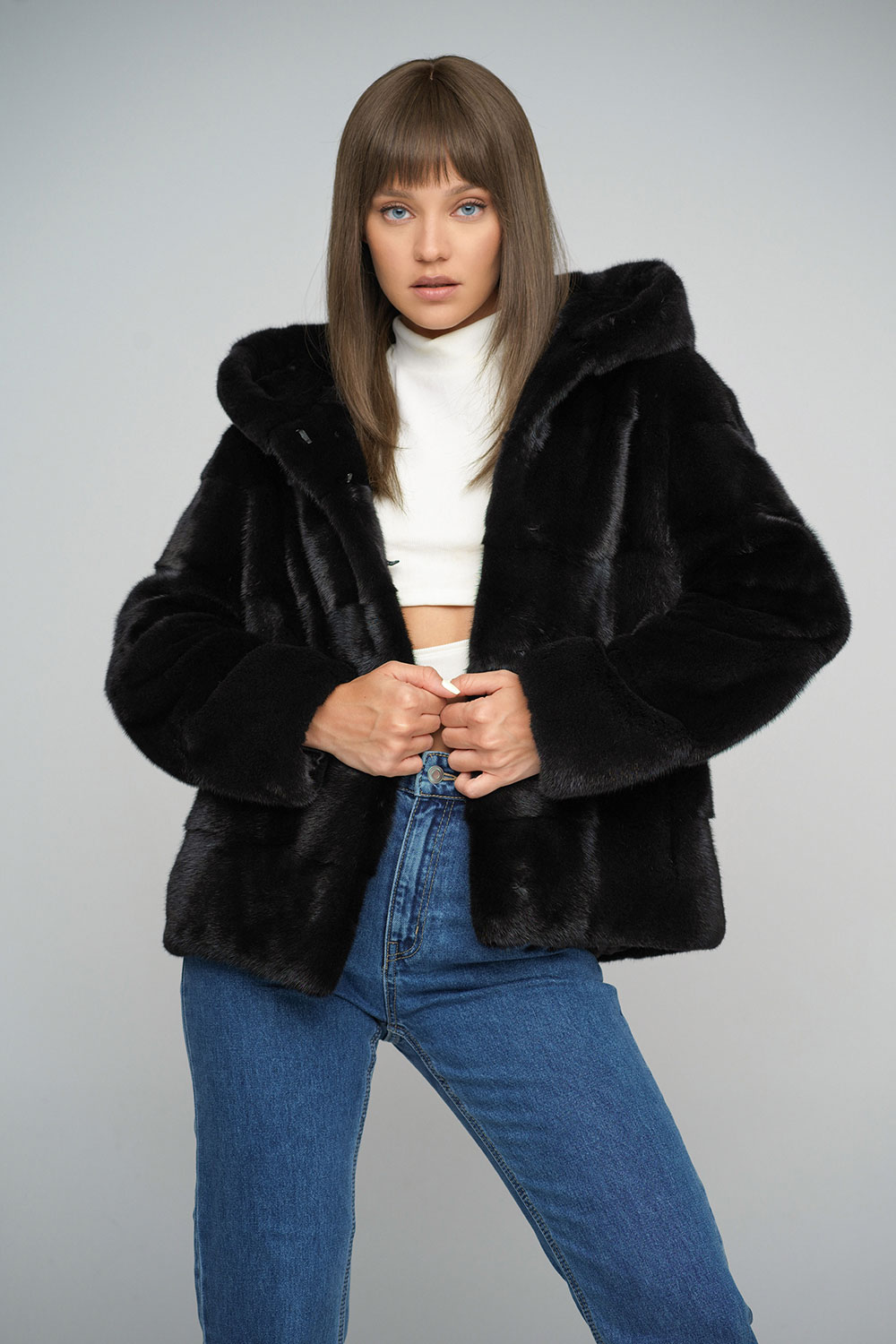 Mink fur jacket HM024 black 2