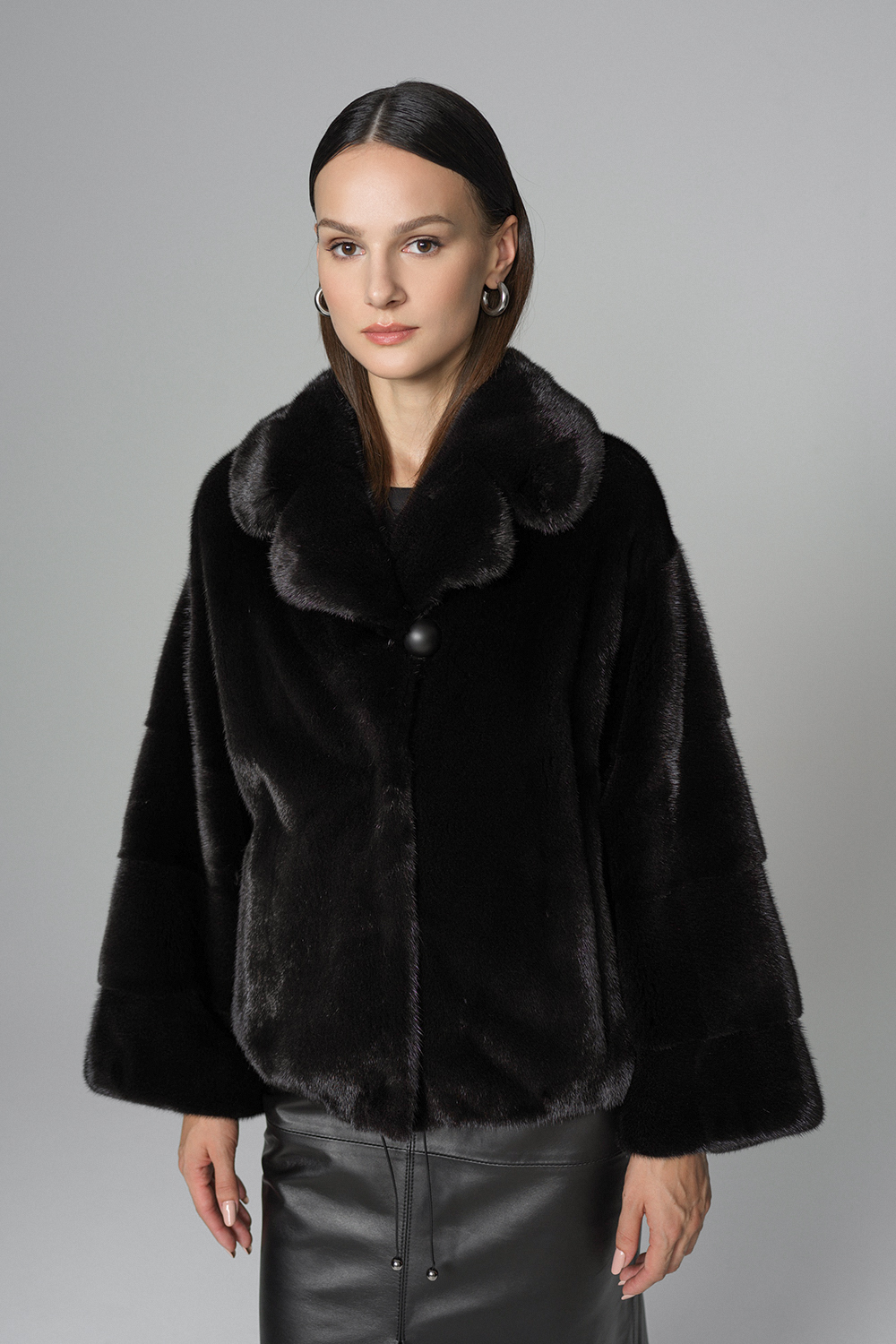 Mink fur jacket HM035 brown 1