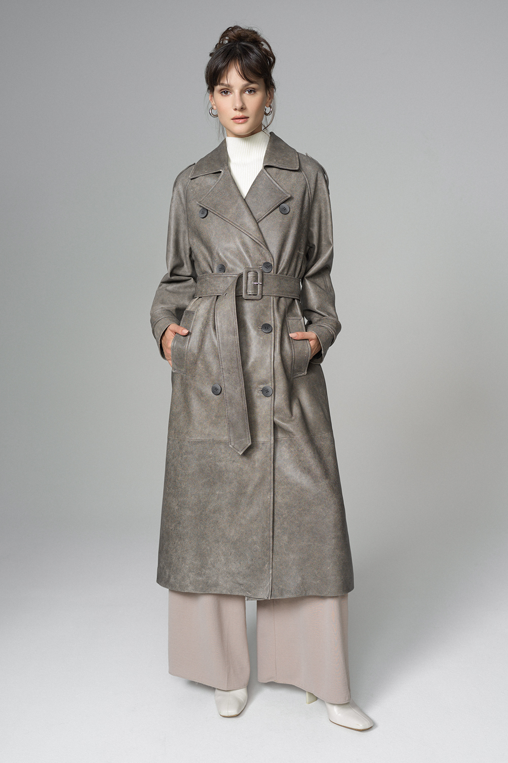Oversized genuine leather trench 1040 pre order 1