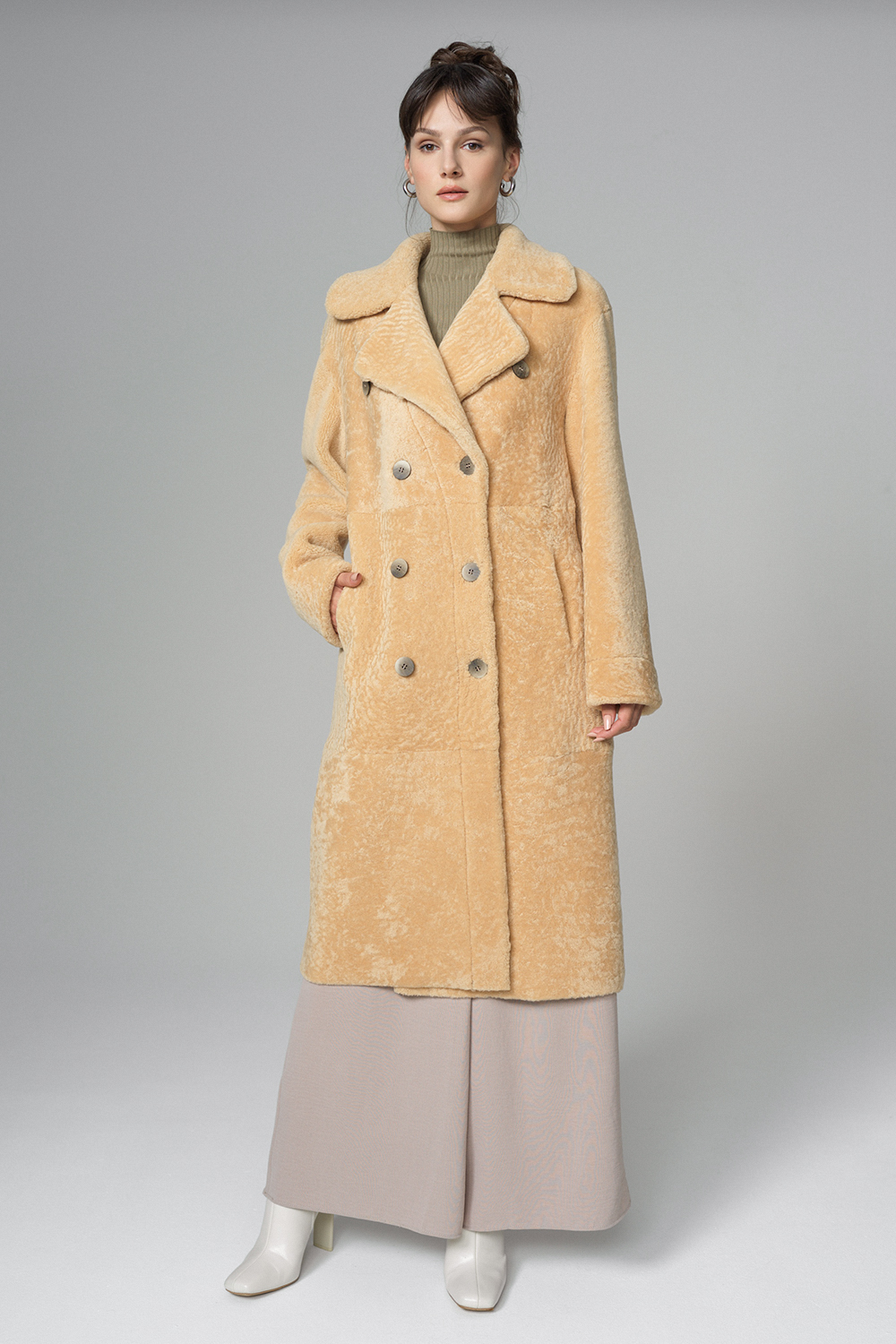 Reversible merino fur overcoat 2082 yellow 1