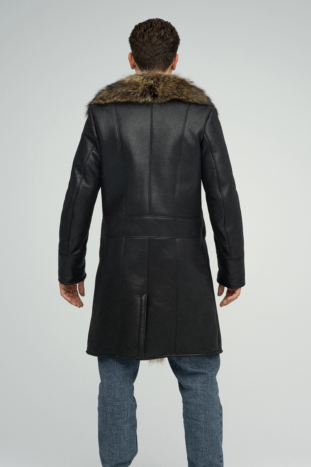 Shearling coat with raccoon fur 380 black 2 1