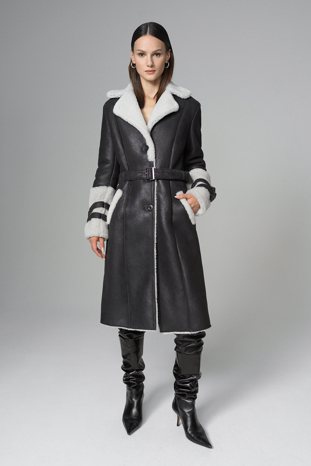 Shearling overcoat 2036 black 1