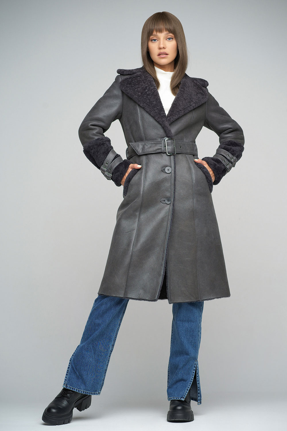 Shearling overcoat 2036 grey 1