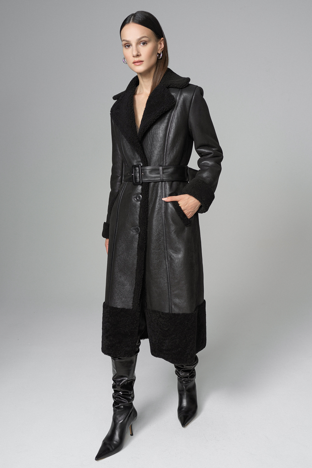 Shearling overcoat 2078 black 3