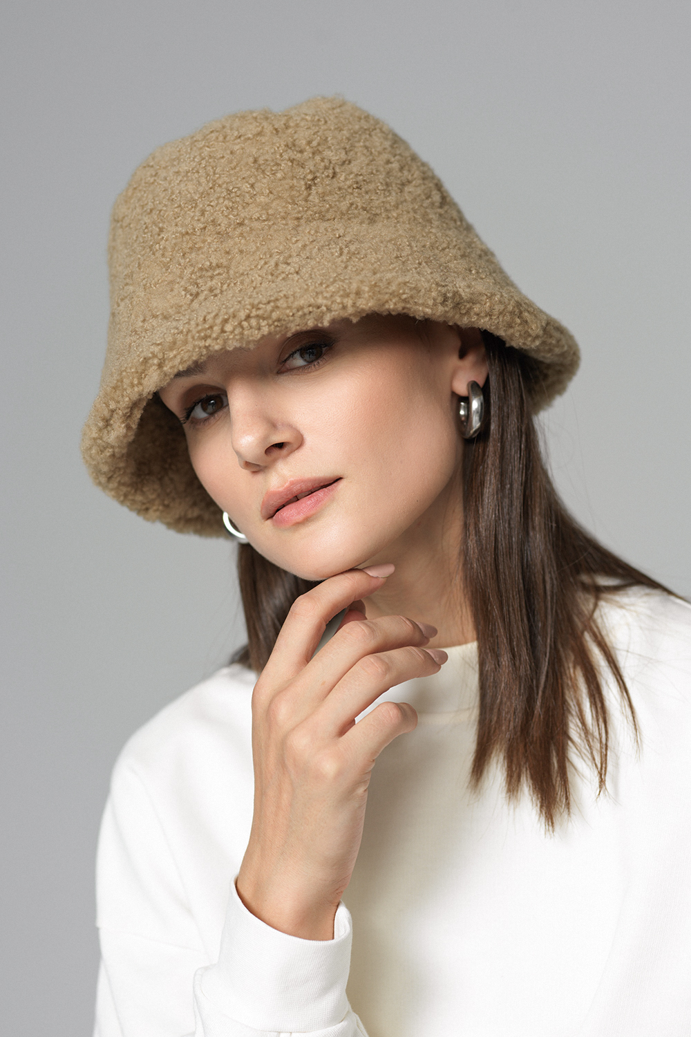 Sheepskin Fur Hat 541 beige 1