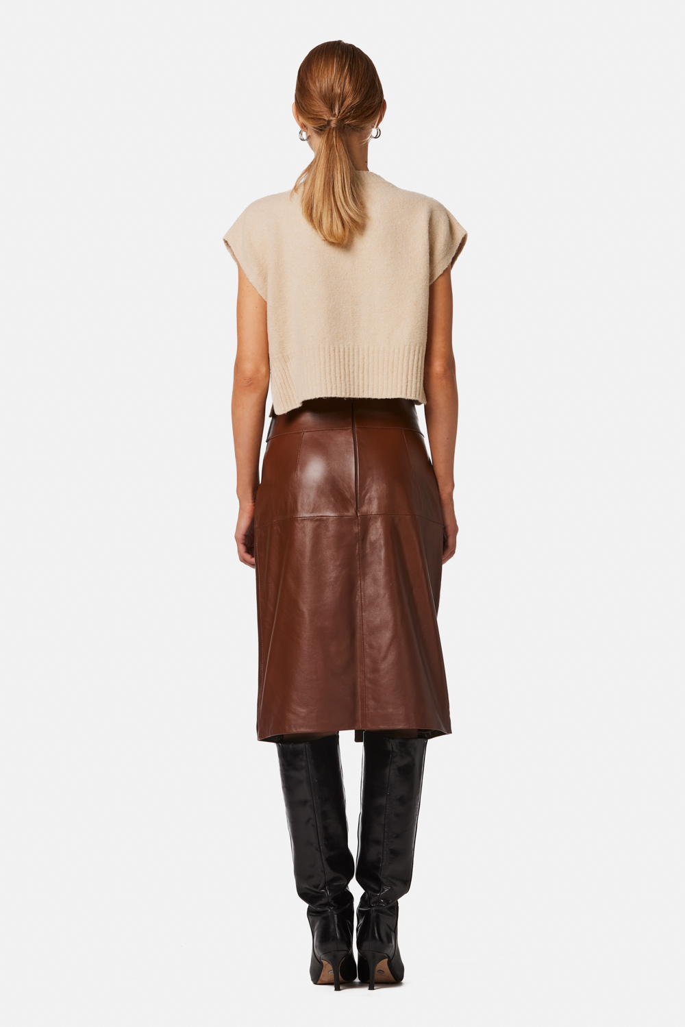 Sheepskin Leather Skirt 650 brown 2