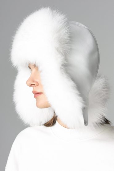 Sheepskin and Polar Fox Fur Hat 542 white 2
