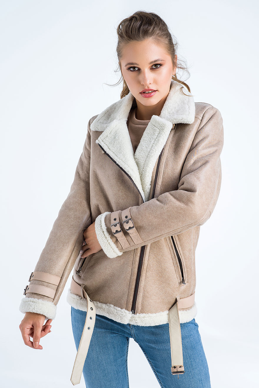 Sheepskin bomber jacket 2020 beige 1