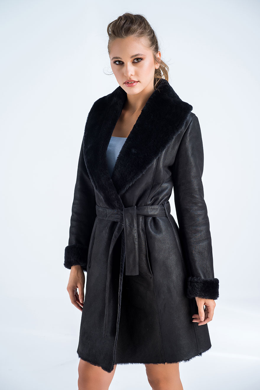 Sheepskin coat 2023 black 2