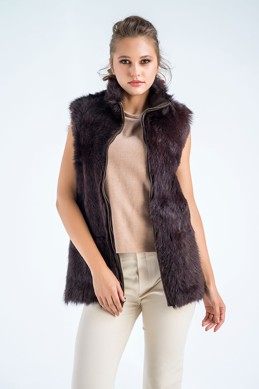 Sheepskin fur vest 468 brown 1