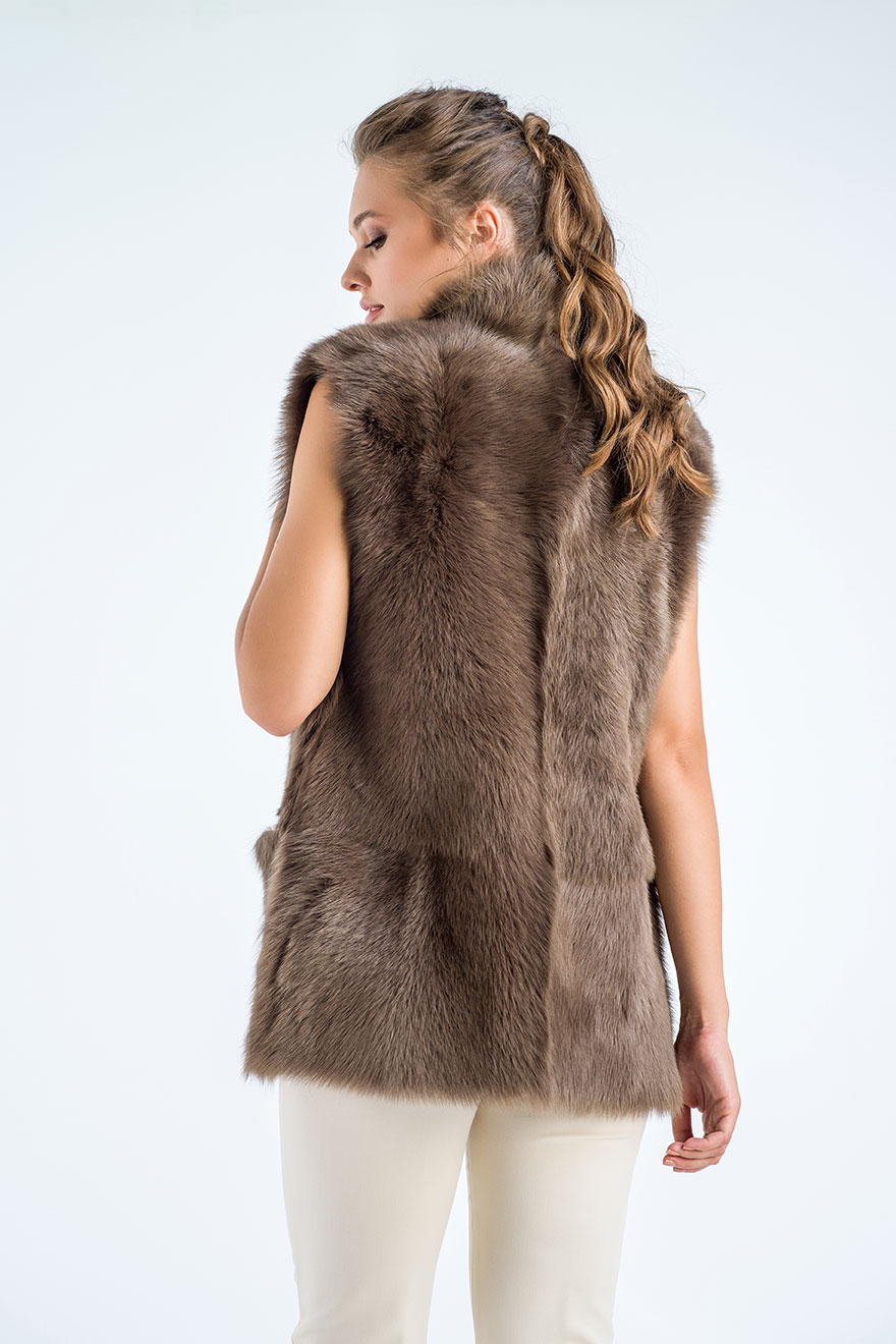 Sheepskin fur vest 468 taupe 5
