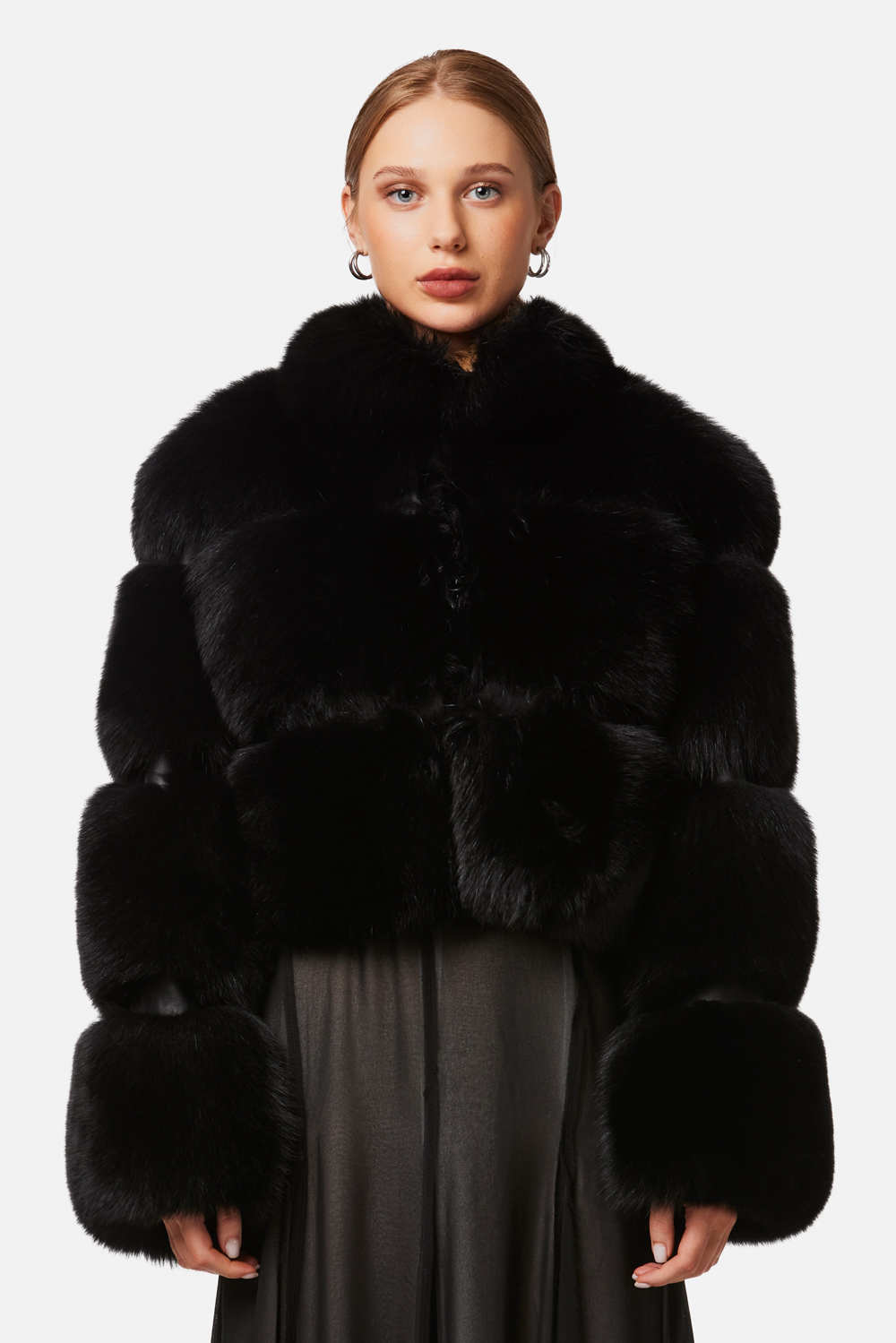 Arctic Fox Fur Jacket 2093 black 1