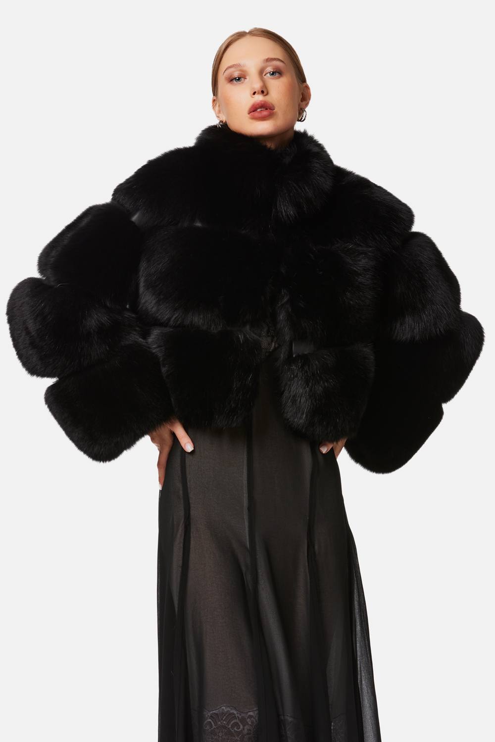 Arctic Fox Fur Jacket 2093 black 3