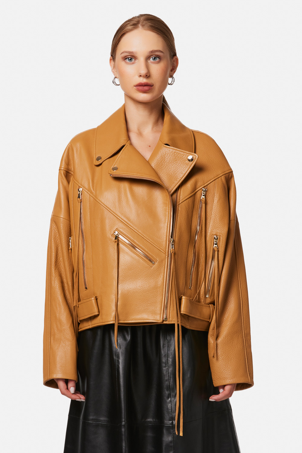 Leather Bomber Jacket 1054 yellow 1