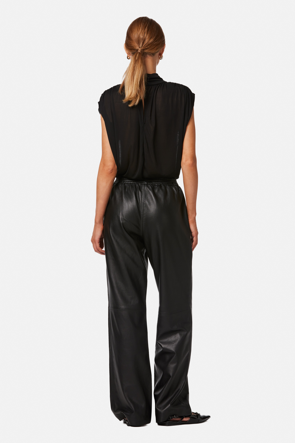 Leather Pants with Elastic 652 black 2