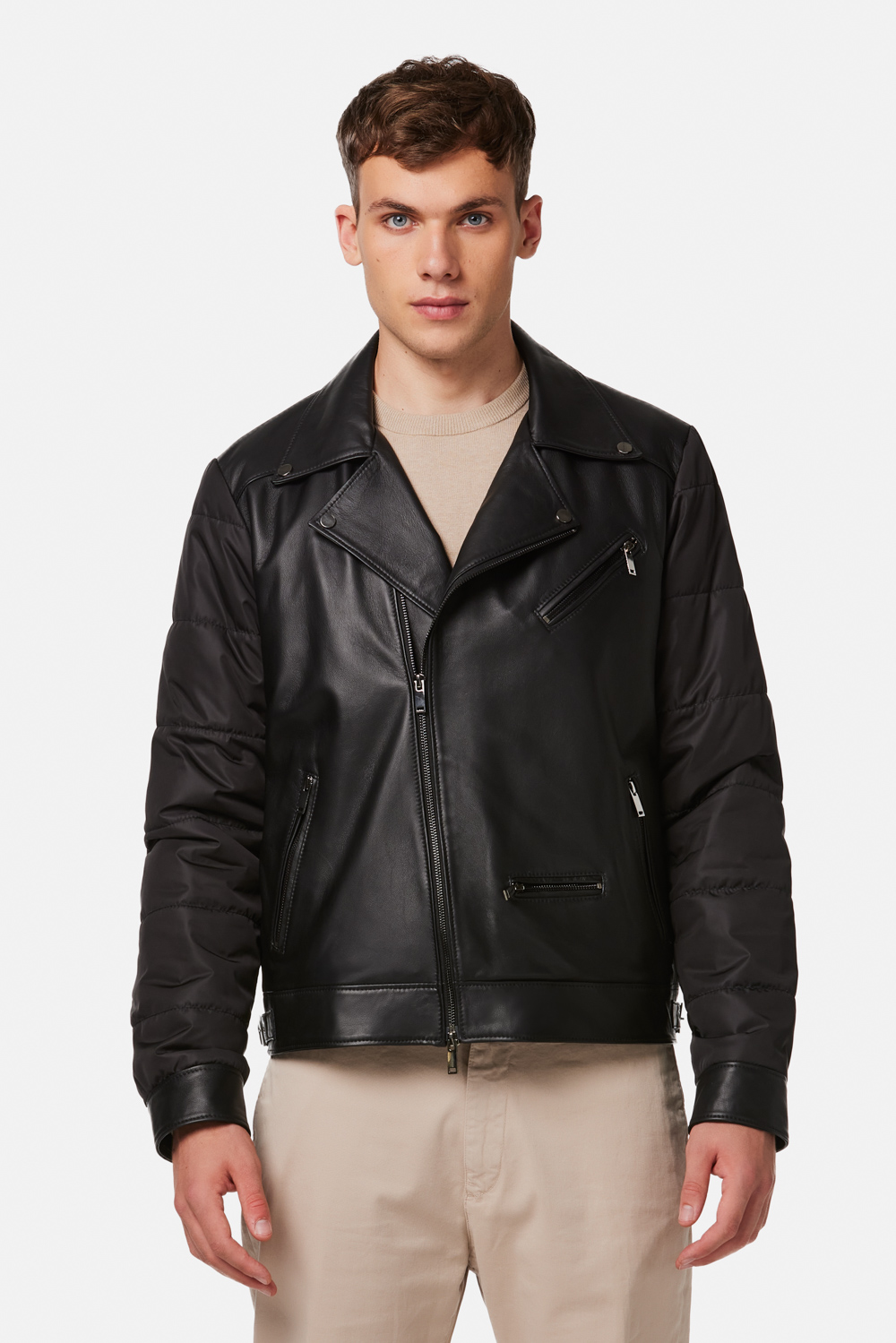 Leather and Textile Jacket 3035 black 1