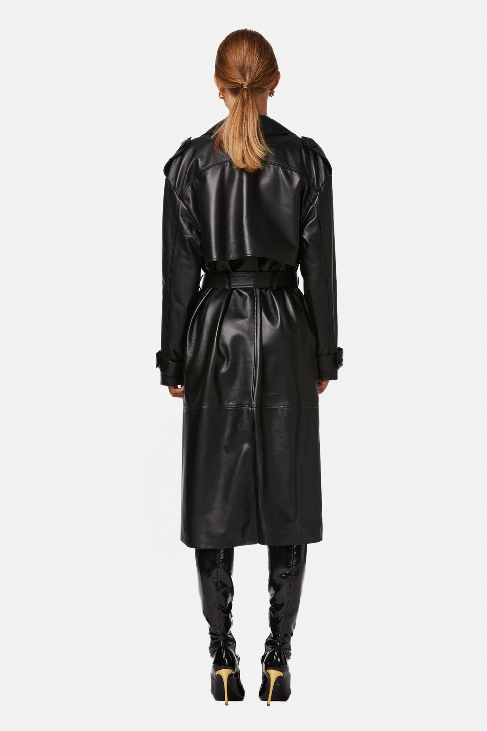 Long Leather Coat 1053 black 2