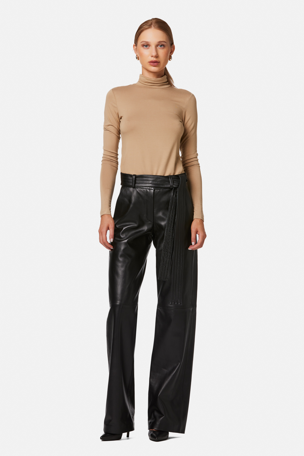 Long Leather Pants 653 black 1