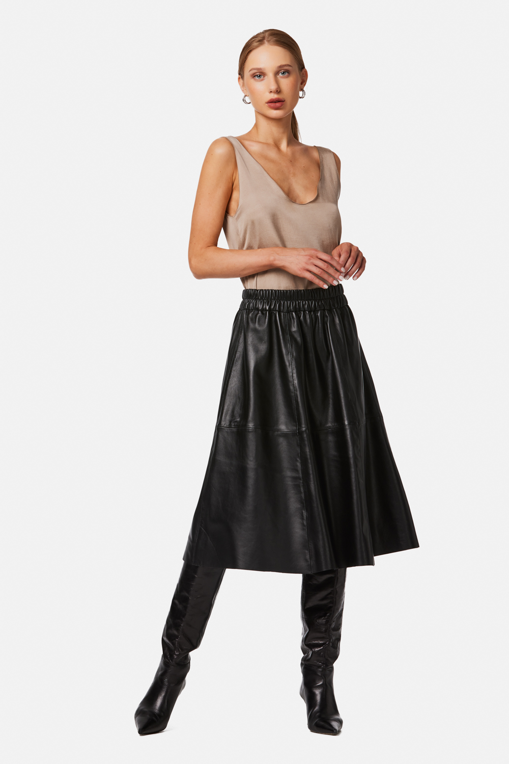 Midi Leather Skirt 655 black 3