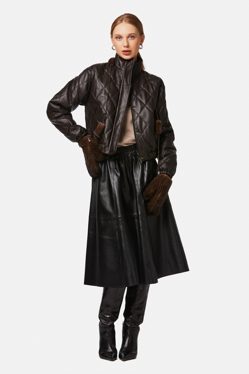 Midi Leather Skirt 655 black 4
