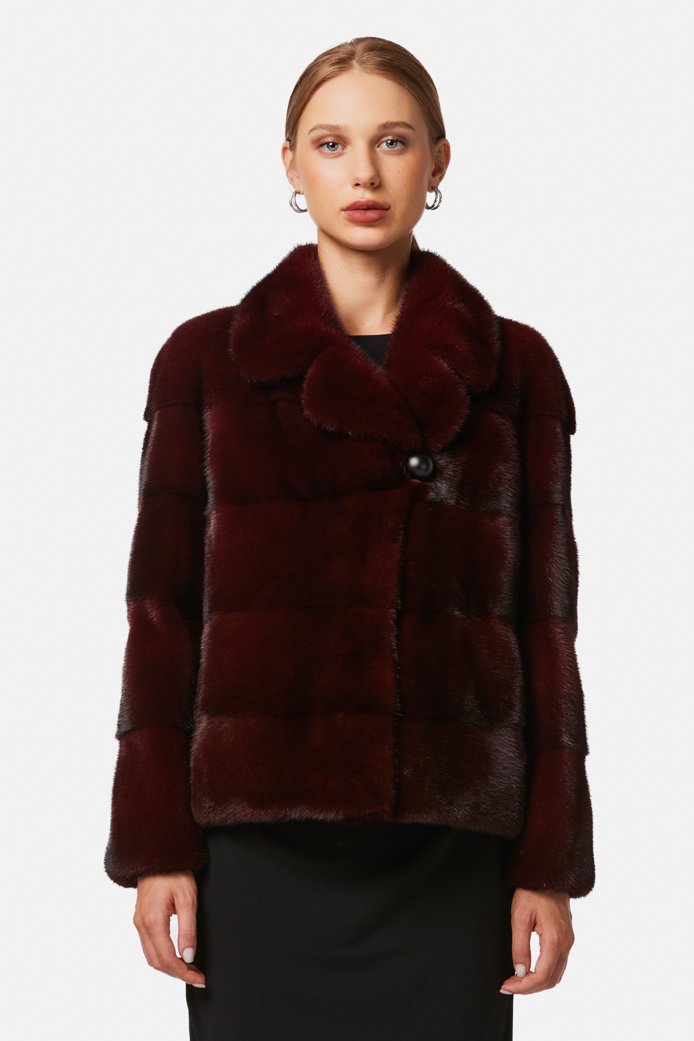 Mink Fur Jacket HM038 burgundy 1